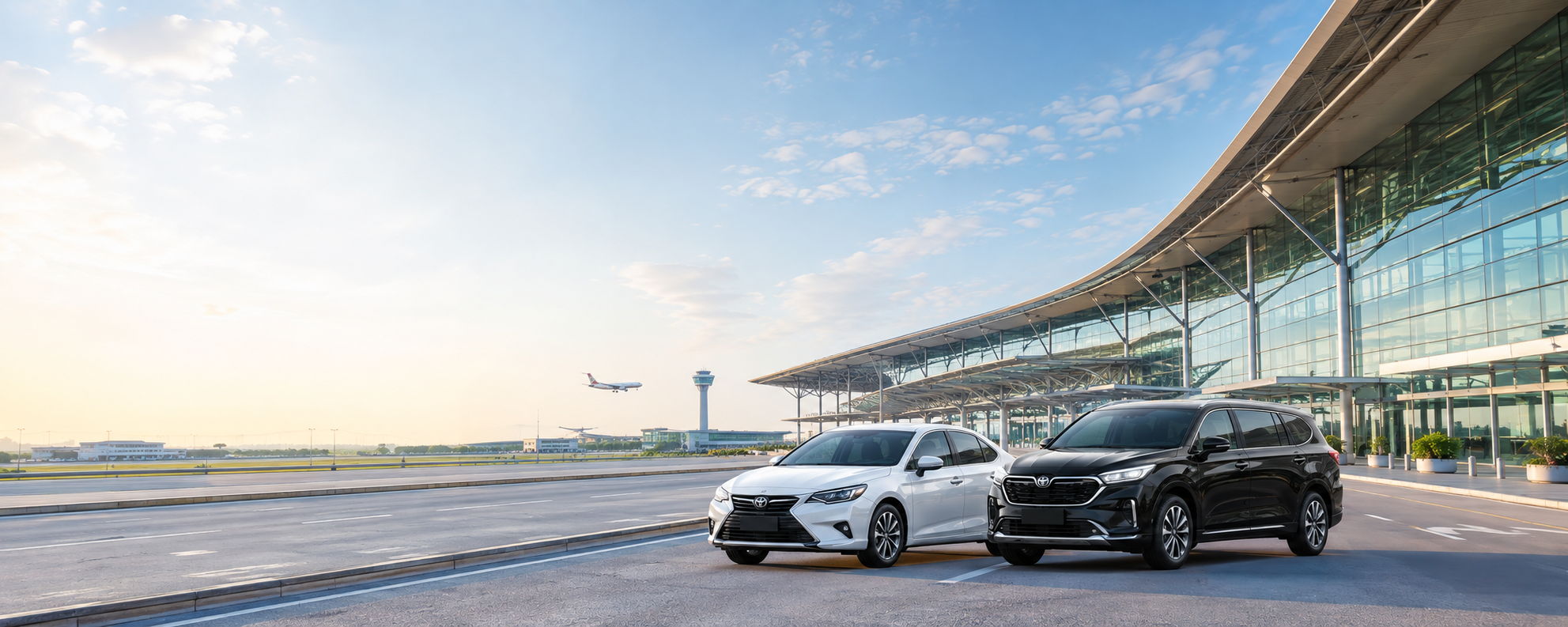 Xe sedan và xe 7 chỗ tại nhà ga sân bay